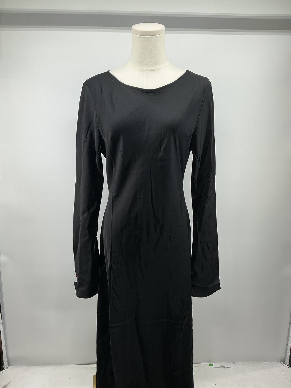 Washable Stretch Silk Long Sleeve Maxi Dress
